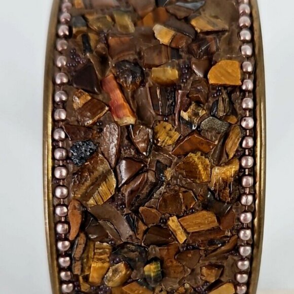 B You Bangle Chunky Bracelet Brown Bronze New With Tag 2.50" Diameter 7 inch - Picture 2 of 5